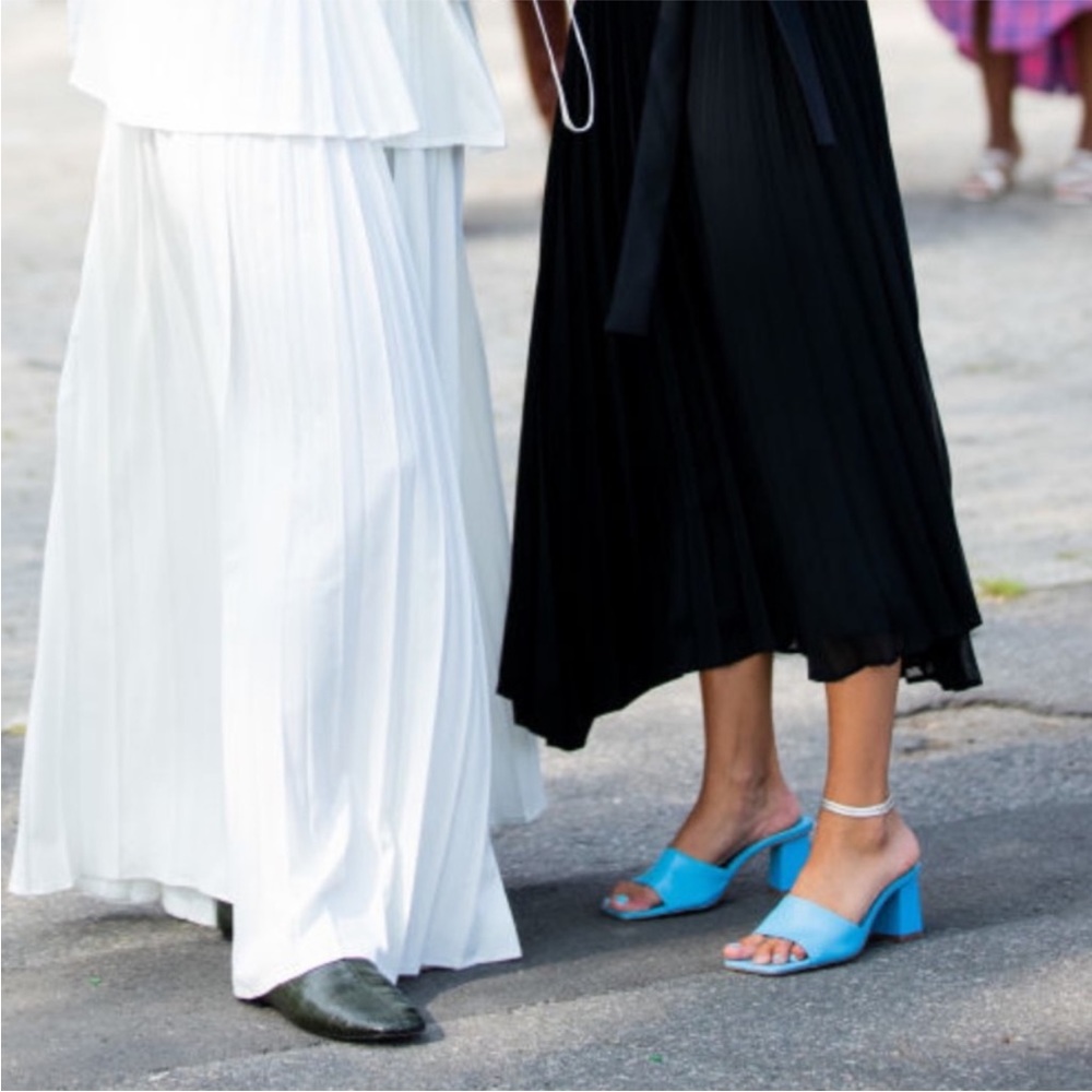 Zara blue leather heeled sandals - Picture 5 of 11